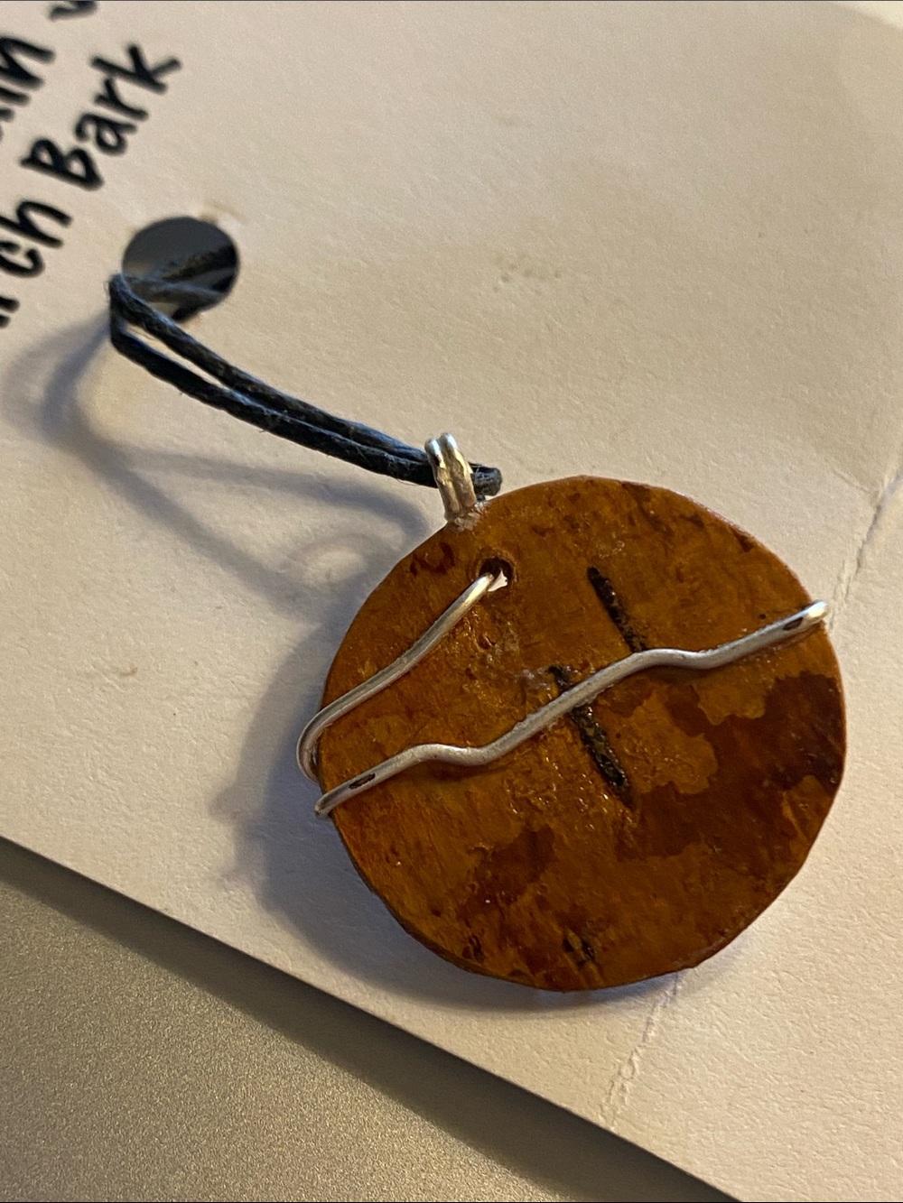 Lake Champlain hand crafted birch bark necklace - Picture 4 of 4